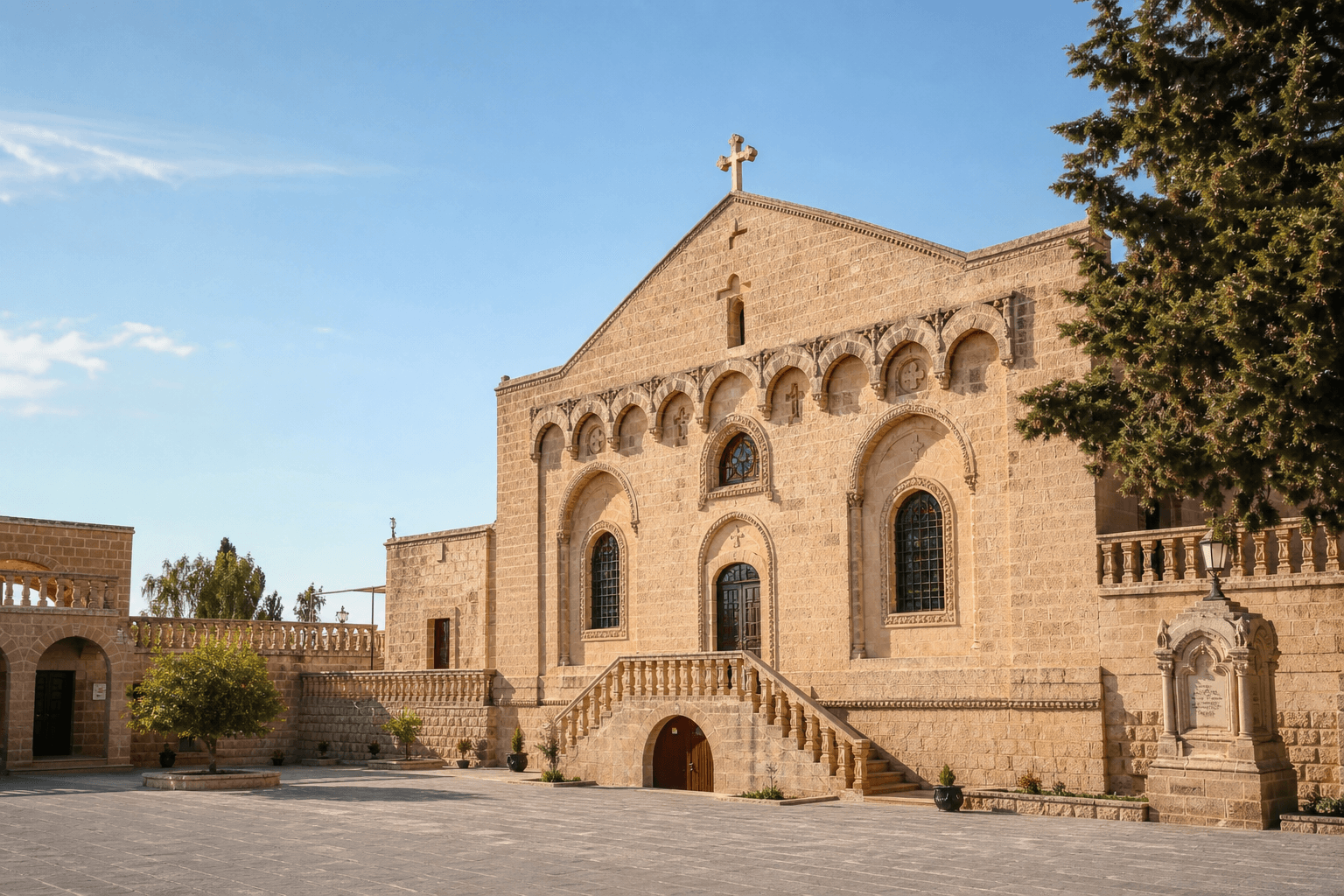 Mardin taş kilise dış cephesi — tarihi kilise mimarisi
